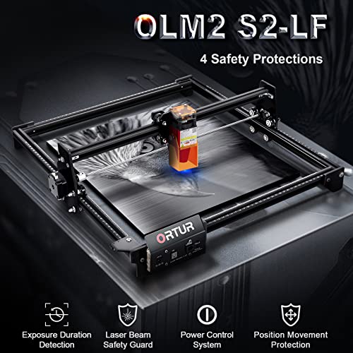 ORTUR Laser Engraver, Laser Master 2 S2 LF, 20W Laser Engraving Cutting Machine, 0.17*0.25mm Fixed-Focus Compressed Spot Eye Protection 5.5W Output Power Laser Cutter for DIY Metal, Wood (390x410mm)