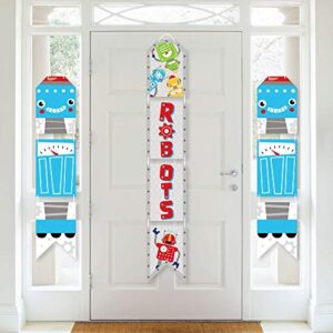 big dot of happiness gear up robots – hanging vertical paper door banners – birthday party or baby shower wall decoration kit – indoor door decor