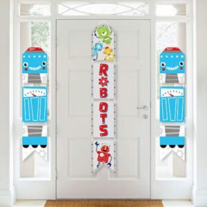 Big Dot of Happiness Gear Up Robots - Hanging Vertical Paper Door Banners - Birthday Party or Baby Shower Wall Decoration Kit - Indoor Door Decor