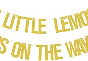 A Little Lemon is on the Way Banner Gold Glitter, Lemon Party Decorations, Lemon Baby Shower Banner, Fruit Baby Shower Banner, Lemon Baby Banner, Lemon Themed Baby Shower Birthday Party Decorations