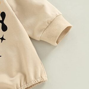 MERSARIPHY Baby Football Sweatshirt Romper Outfit Infant Girl Boy Funny Letter Long Sleeve Bodysuit Fall Winter Clothes (B Khaki Game Day, 0-3 Months)