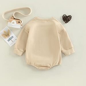 MERSARIPHY Baby Football Sweatshirt Romper Outfit Infant Girl Boy Funny Letter Long Sleeve Bodysuit Fall Winter Clothes (B Khaki Game Day, 0-3 Months)