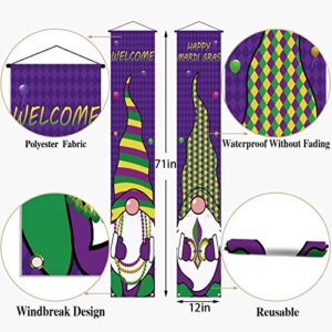 Mardi Gras Decoration Banner Swedish Gnome Porch Sign New Orleans Themed Party&Fat Tuesday&Masquerade Party&Birthday Party Decor and Supplies