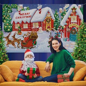 Christmas Wall Scene Santa Backdrop Extra Large Fabric Christmas Door Cover Decor Christmas Banner North Pole Village Setters Photo Booth Background for Christmas Decoration Supplies