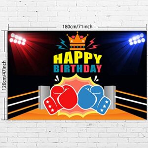 Boxing Happy Birthday Banner Backdrop Boxing Glove Boxing Match Sports Wrestle Fitness Theme Decorations Decor for Home Gym Boy Man 1st Birthday Party Background Photo Booth Props Favors Supplies Kit