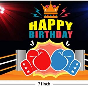 Boxing Happy Birthday Banner Backdrop Boxing Glove Boxing Match Sports Wrestle Fitness Theme Decorations Decor for Home Gym Boy Man 1st Birthday Party Background Photo Booth Props Favors Supplies Kit