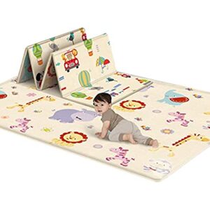 Soft Baby Play Mat,Reversible,Easy to fold Foam Floor Mat,LDPE Waterproof Indoor and Outdoor Fitness Mat for Children,Suitable for Baby Playing or Crawling(70 x 39 x 0.4 inches) (A)