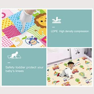 Soft Baby Play Mat,Reversible,Easy to fold Foam Floor Mat,LDPE Waterproof Indoor and Outdoor Fitness Mat for Children,Suitable for Baby Playing or Crawling(70 x 39 x 0.4 inches) (A)