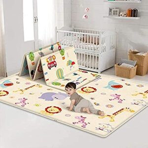 Soft Baby Play Mat,Reversible,Easy to fold Foam Floor Mat,LDPE Waterproof Indoor and Outdoor Fitness Mat for Children,Suitable for Baby Playing or Crawling(70 x 39 x 0.4 inches) (A)