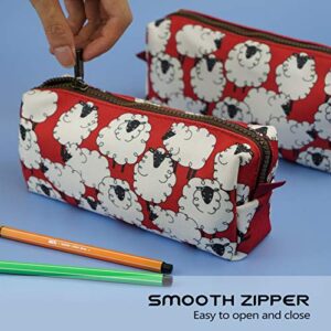 LParkin Sheep Canvas Pencil Case Kawaii Pen Bag Pouch Stationary Case Makeup Cosmetic Bag Gadget Box(Sheep)