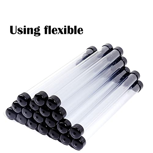 Clear Storage Tube DZS ELEC 2PCS 20 x 220 mm /0.79 x 8.7 inch Small Plastic Round Tubing with Black Caps for Bead Containers, Craft, DIY, Empty Storage Tube