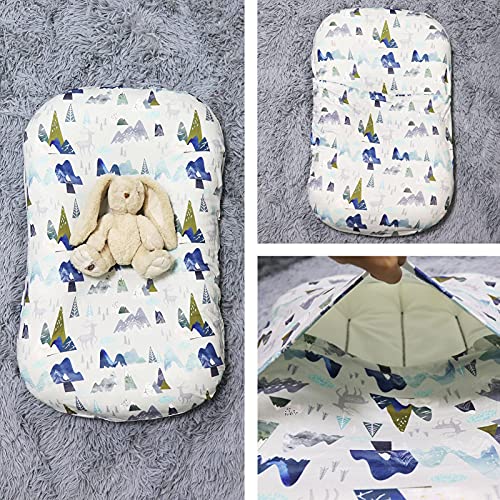 Newborn Lounger Cover, Baby Padded Loungers Cover, Removable Infant Lounger Slipcover for Baby Boys Girls, Adventure Mountains