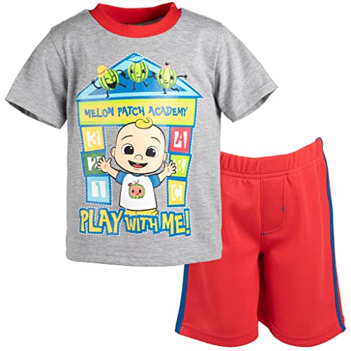 CoComelon JJ Baby Boys Graphic T-Shirt & Mesh Shorts Set Gray/Red 18 Months