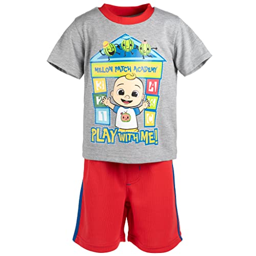 CoComelon JJ Baby Boys Graphic T-Shirt & Mesh Shorts Set Gray/Red 18 Months