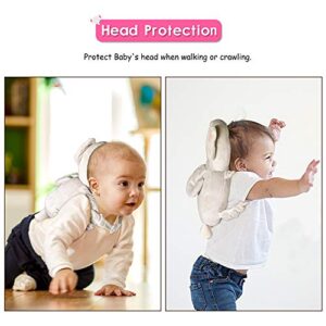 Baby Head Protector & Baby Knee Pads for Crawling,Toddlers Head Safety Pad Cushion Adjustable Backpack,Baby Back Protection for Walking & Crawling, for Age 5-24months, Elephant