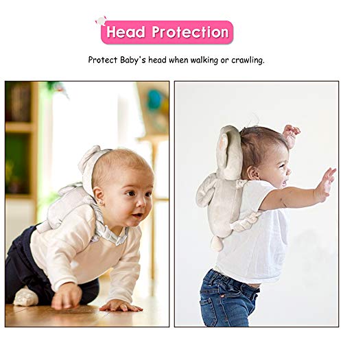 Baby Head Protector & Baby Knee Pads for Crawling,Toddlers Head Safety Pad Cushion Adjustable Backpack,Baby Back Protection for Walking & Crawling, for Age 5-24months, Elephant