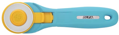 OLFA 45mm Quick-Change Rotary Cutter (RTY-2/C) - Rotary Fabric Cutter w/ Blade Cover for Crafts, Sewing, Quilting, Replacement Blade: OLFA RB45-1 (Aqua)