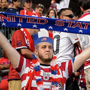 MOVINPE American Patriotic Accessories, USA Flag Wig, Red White and Blue Flower Leis Thunder Sticks Wristband Tattoos, Decoration for World Cup Soccer Supporters, Independence Celebration 4th of July