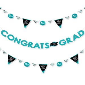 big dot of happiness teal grad – best is yet to come – turquoise graduation party letter banner decoration – 36 banner cutouts and congrats grad banner letters