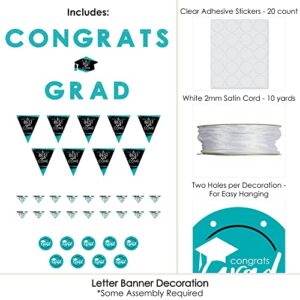 Big Dot of Happiness Teal Grad - Best is Yet to Come - Turquoise Graduation Party Letter Banner Decoration - 36 Banner Cutouts and Congrats Grad Banner Letters