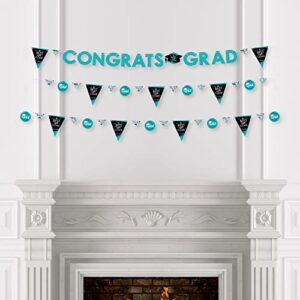 Big Dot of Happiness Teal Grad - Best is Yet to Come - Turquoise Graduation Party Letter Banner Decoration - 36 Banner Cutouts and Congrats Grad Banner Letters