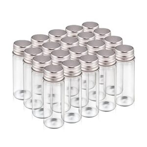 20 packs 15ml/0.5oz glass vials with aluminum screw lids glass sealed bottle clear liquid sample vial for jewelry beads herbs diy craft storage decorations