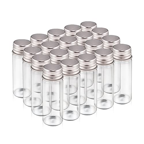 20 Packs 15ml/0.5oz Glass Vials With Aluminum Screw Lids Glass Sealed Bottle Clear Liquid Sample Vial For Jewelry Beads Herbs DIY Craft Storage Decorations