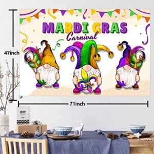 Mardi Gras Masquerade Masks Purple Green Gold Banner Backdrop Crown Theme Decor Decorations for King Cake Party Birthday Party Mardi Gras Party Carnival New Orleans Party Supplies Favors Background