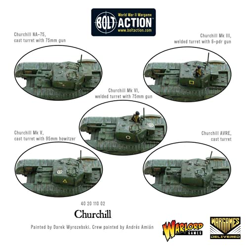 Wargames Delivered Bolt Action Tank War - British Churchill Tank, World War Two Miniatures, Action Figures 28mm Scale Tank Model for Miniature Wargaming by Warlord Games