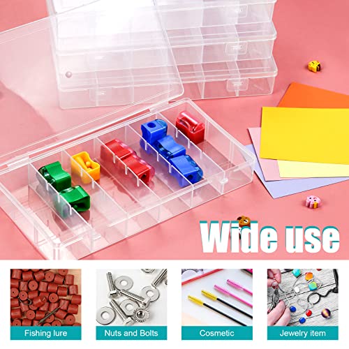 WYOMER 4 Pack 6-Grids Plastic Fishing Tackle Bait Hooks Storage Box Mascara Brushes Container Plastic Storage Organizer Container for Crafts, Beads Earrings