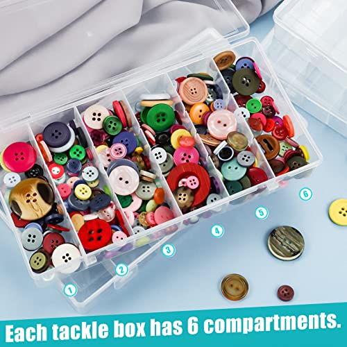 WYOMER 4 Pack 6-Grids Plastic Fishing Tackle Bait Hooks Storage Box Mascara Brushes Container Plastic Storage Organizer Container for Crafts, Beads Earrings