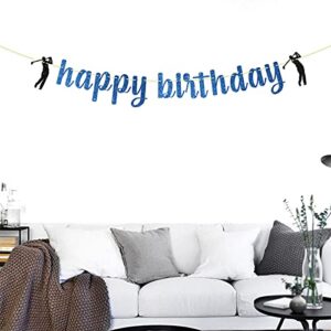 Royal Blue Golf Happy Birthday Banner - Golf Themed Birthday Party Decorations, Golf Birthday Decor for Men / Boys, Dad Happy Birthday Banner