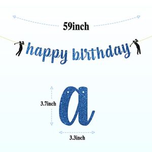 Royal Blue Golf Happy Birthday Banner - Golf Themed Birthday Party Decorations, Golf Birthday Decor for Men / Boys, Dad Happy Birthday Banner