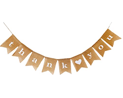 Shimmer Anna Shine Thank You Burlap Banner for Wedding Decorations Baby Shower Bridal Shower Baptism Birthday Party Supplies Photo Prop