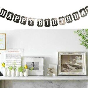 Happy Birthday Black & White Banner Sign Bunting Garland Flags for Birthday Party Decorations Kids Adults Baby Pet Birthday Letters Party Supplies Pre-strung