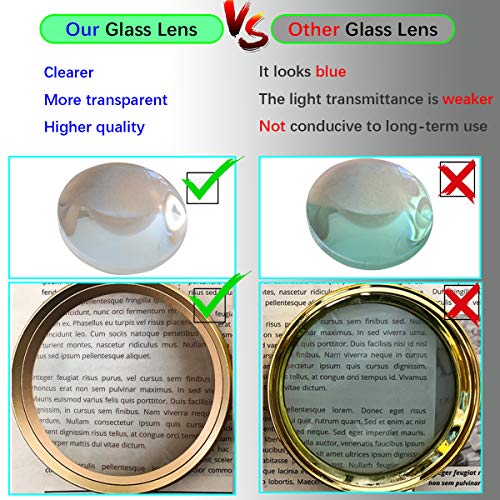 Magnifying Glass,5X Handheld Magnifier with Large Glass Lens and Metal Handle, Magnifying Glasses for Reading, Close Work, Hobbies, Inspection, Science and Crafts, Great for Seniors and Kids (Gold)