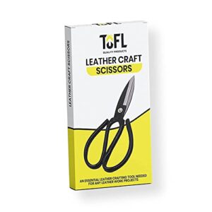 tofl leather craft scissors – heavy duty shears for cutting thick hide material – magnesium steel multipurpose crafting tool – tpu handle, comfortable grip – compact design, large opening – 7.3 inches