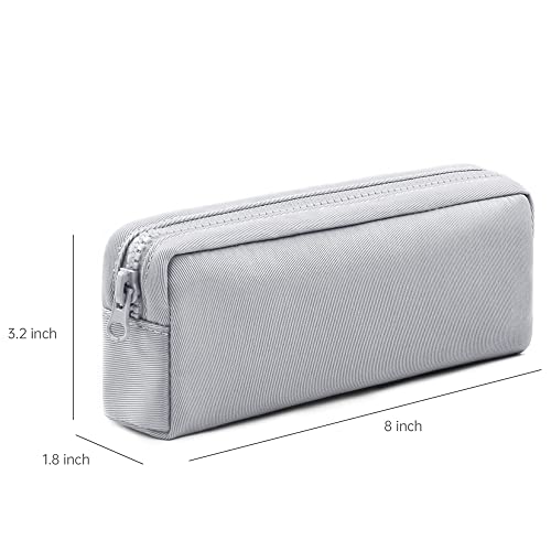 Big Capacity Pencil Case, DOBMIT Pure Color Pen Pouch with Zipper Stationary Storage Bag for Students Officers, Concrete Grey