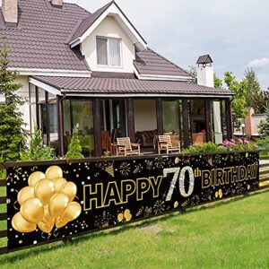 pimvimcim 70th birthday banner backdrop decorations for women men – gold happy 70 year old birthday party supplies – happy seventy birthday party sign decor for outdoor indoor