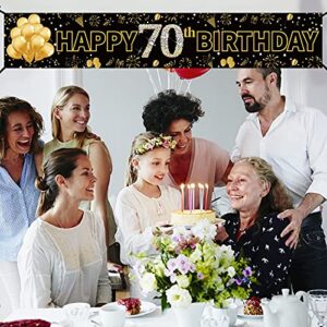 Pimvimcim 70th Birthday Banner Backdrop Decorations for Women Men - Gold Happy 70 Year Old Birthday Party Supplies - Happy Seventy Birthday Party Sign Decor for Outdoor Indoor