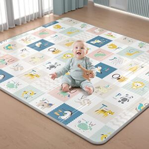 SEAROSE Baby Play Mat, Extra Large Baby Floor Mat,Waterproof & Foldable &Reversable Baby Crawling Mat,Non Toxic Anti-Slip Baby Mat.（78.7" x 70.8" x 0.4"）