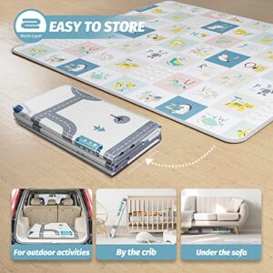 SEAROSE Baby Play Mat, Extra Large Baby Floor Mat,Waterproof & Foldable &Reversable Baby Crawling Mat,Non Toxic Anti-Slip Baby Mat.（78.7" x 70.8" x 0.4"）