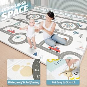 SEAROSE Baby Play Mat, Extra Large Baby Floor Mat,Waterproof & Foldable &Reversable Baby Crawling Mat,Non Toxic Anti-Slip Baby Mat.（78.7" x 70.8" x 0.4"）