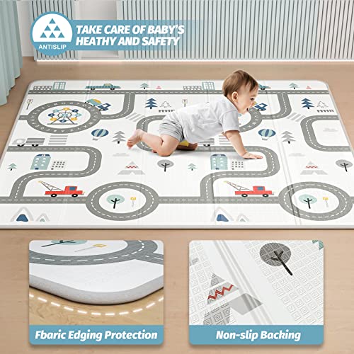 SEAROSE Baby Play Mat, Extra Large Baby Floor Mat,Waterproof & Foldable &Reversable Baby Crawling Mat,Non Toxic Anti-Slip Baby Mat.（78.7" x 70.8" x 0.4"）