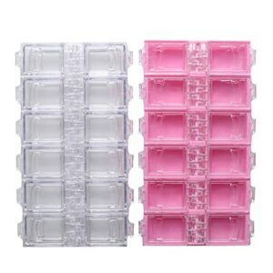 HEALLILY Nail Box 4pcs/pack 12 Grids Plastic Organizer Box Nail Art Tool Jewelry Storage Box Rhinestone Organizer Container Case for Rhinestone Beads Ring Earrings Nail Organizers and Storage