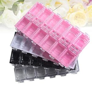 HEALLILY Nail Box 4pcs/pack 12 Grids Plastic Organizer Box Nail Art Tool Jewelry Storage Box Rhinestone Organizer Container Case for Rhinestone Beads Ring Earrings Nail Organizers and Storage