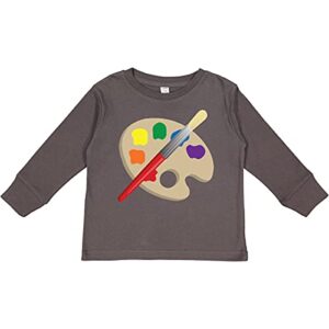 inktastic artist palette and brush toddler long sleeve t-shirt 2t charcoal fcdc