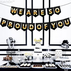 XtraLarge, We Are So Proud Of You Banner - No DIY Required, Graduation Banner | Black and Gold Graduation Party Decorations 2023 | Gold and Black Graduation Backdrop for 2023 Graduation Decorations