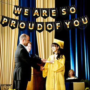 XtraLarge, We Are So Proud Of You Banner - No DIY Required, Graduation Banner | Black and Gold Graduation Party Decorations 2023 | Gold and Black Graduation Backdrop for 2023 Graduation Decorations