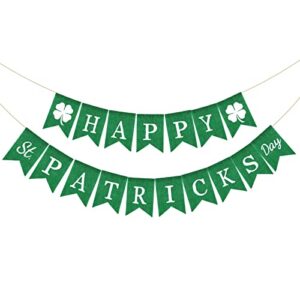 cmaone st patrick’s day banner lucky banner with shamrock garland happy st patrick’s day decorations banner irish green clover party supplies hanging decorations for home, party, bar